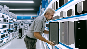 Photo of a person choosing an air purifier for their needs