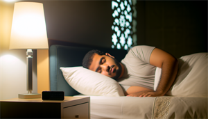 CPAP machine with a person sleeping peacefully