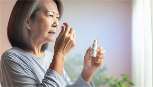 Person using nasal spray for managing nasal congestion