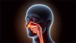 Illustration of nasal congestion and obstructive sleep apnea