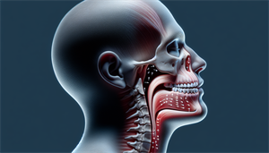 Illustration showing the anatomy of an overbite and its impact on airway