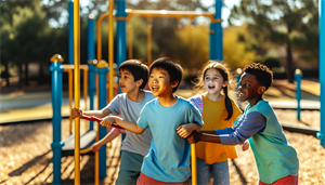 Children with autism playing in a park