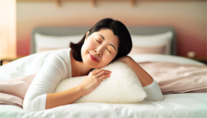 Happy person enjoying quality sleep