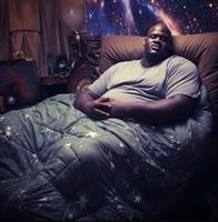 Shaq sleeping in bed  