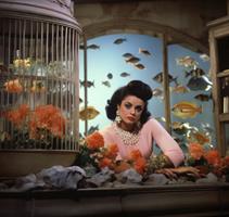 Liz Taylor in her fish tank filled bedroom