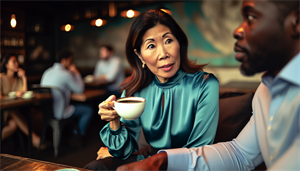 A person holding a cup of coffee