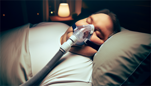 Illustration of a person using a CPAP machine