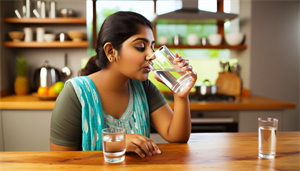 Photo of a person drinking water from a glass