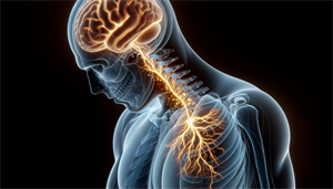 Illustration of brain sending signals to breathing muscles