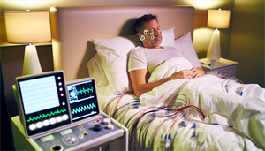 Photo of overnight sleep study setup