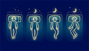 Illustration of a person sleeping in different positions