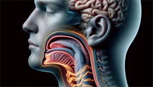 Illustration depicting the anatomy of the soft palate and throat muscles