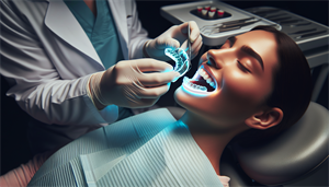 Illustration of custom fitting process for a mouth guard