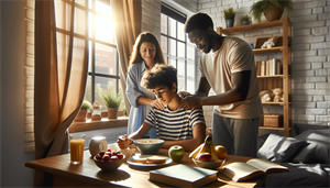 Illustration of parents supporting a teenager's sleep health