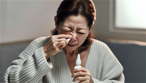 Photo of a person using a saline nasal spray