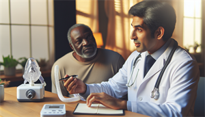 A doctor writing a prescription for a CPAP machine