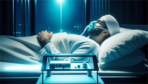 A person using a CPAP machine while sleeping