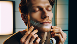 Person applying tape for mouth taping