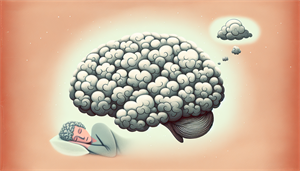 An illustration of a person's brain affected by sleep apnea, showing signs of brain fog.